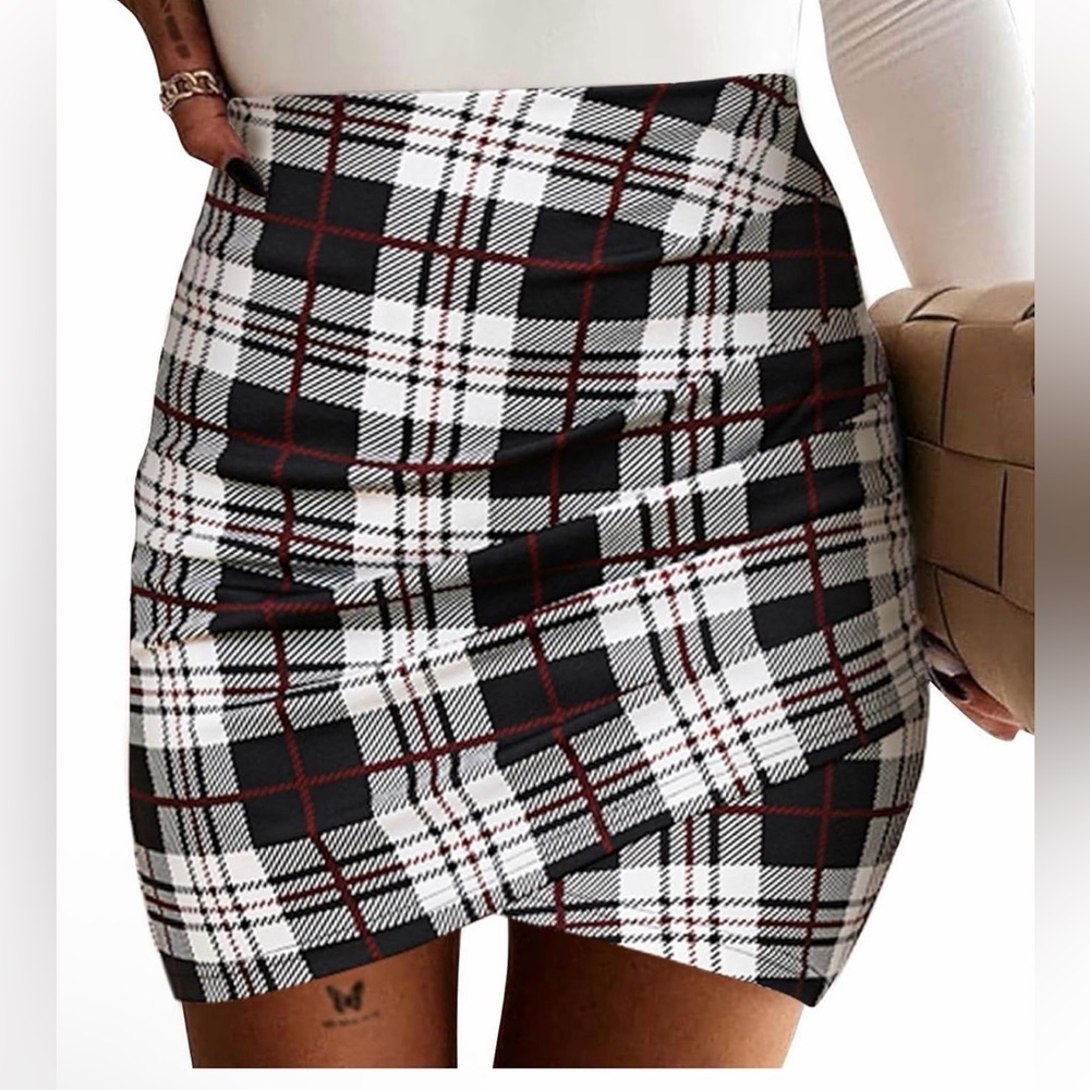 🆕Bodycon Ruched Tulip Elastic High Waist Asymmetrical Short Skirts